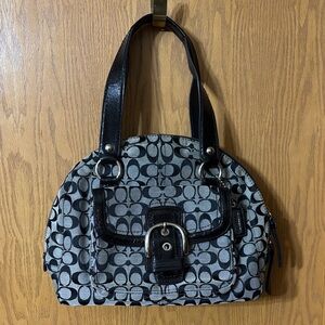 Coach Black and Gray Signature Shoulder Bag
